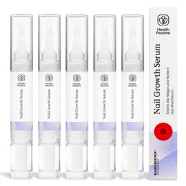 Health Routine Nail Growth Serum Set of 5 - Nail Oil for Healthy Fingernails & Toenails - Fast Growth - Natural Nail Hardener with Jojoba Oil & Biotin