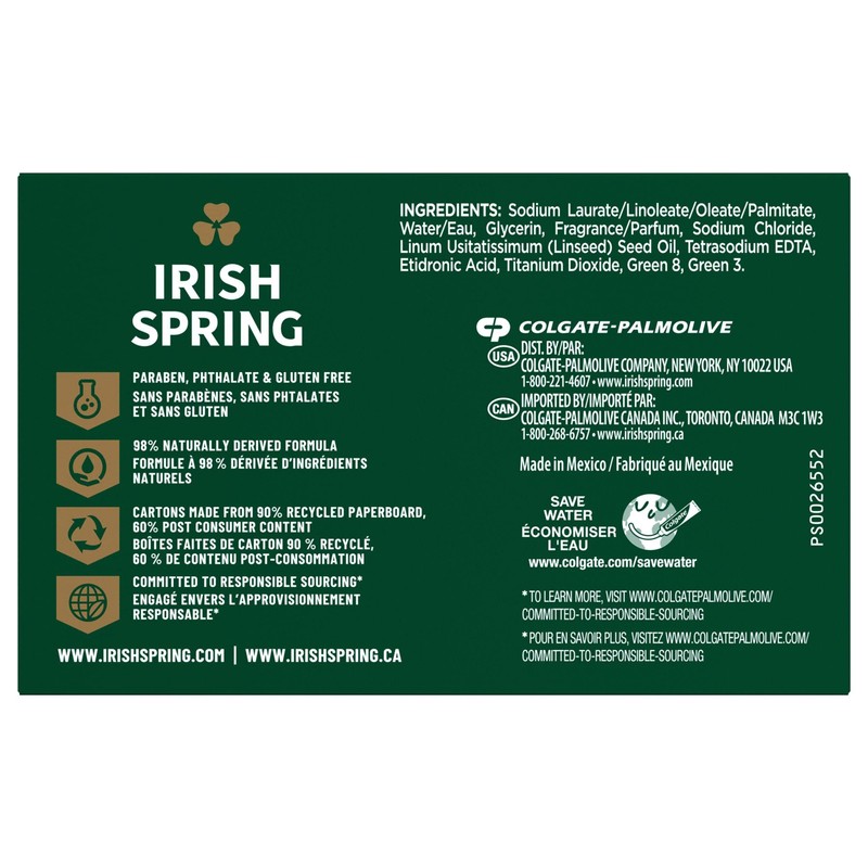 Irish Spring Deodorant Bar Soap, Original, 3.75 oz bars, 3