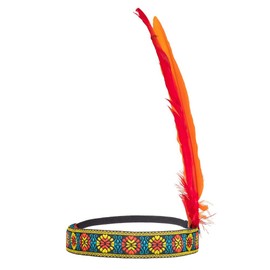 Boland 44093 Indian Set, Headband and Axe, Length 35 cm, Tomahawk, Multicoloured, Stretchy, Decorated with Feathers, Chief, Wild West, Costume, Carnival, Theme Party