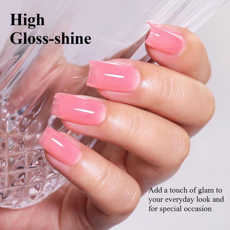 Imtiti Pink Jelly Gel Nail Polish, Sheer Translucent UV Gel