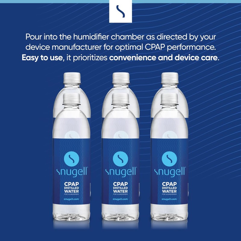 Snugell Bottled Distilled Water for CPAP Machines (12-Pack, 20 oz