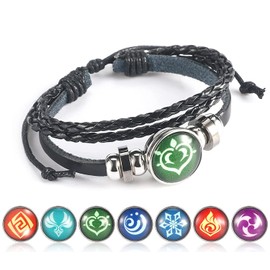 Genshin Impact Bracelet, 1 Piece Anime Luminous Bracelet with 7 Elements Yuansh Replacement Parts Genshin Impact Game Element Badge Anime Bracelet Periphery for Children Adults Anime Fans