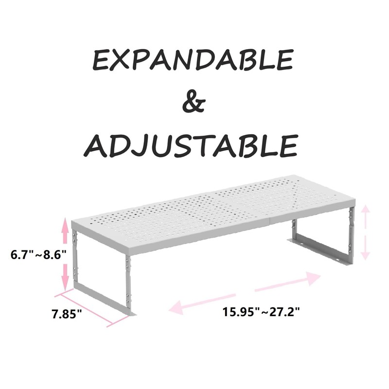 Asiingkel Stackable Expandable Metal Shelf Organizer - Adjustable Wire Storage