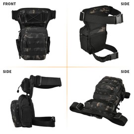 Huntvp® Tactical Leg Bag Military Leg Bag Molle Waist Bag Sports Tactical Leg Bag Army Leg Pockets Waterproof Belt Bag Tool Bag for Leg Men Women Motorcycle Hiking Outdoor