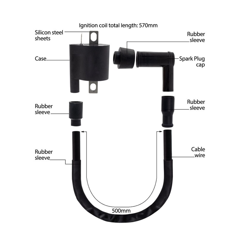 90 Degree Elbow Cap Ignition Coil DC12V 60mm Replacement for