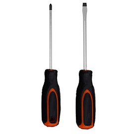 Edward Tools Harden Screwdriver Set Phillips and Flat Head - Magnetized CRV Steel Tips - Ergo Grip Handle - #2 Phillips, Slotted 1/4”