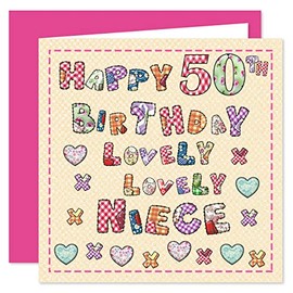 Niece 50th Happy Birthday Card - Lovely Lovely Niece - 50 Today