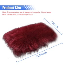 BDZMC Auto Center Console Cover Pad, 11.81"x 7.87" Warm & Furry Winter Car Armrest Cover, Soft Faux Sheepskin Wool Car Armrest Seat Box Protector Cushion, Universal Interior Accessory (Burgundy)