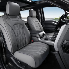 Coverado Leather Front Seat Covers for Cars, SUVs & Pickup Trucks, Fit for 2015-2025 F150 and 2017-2025 F250 F350 F450, Gray Seat Covers