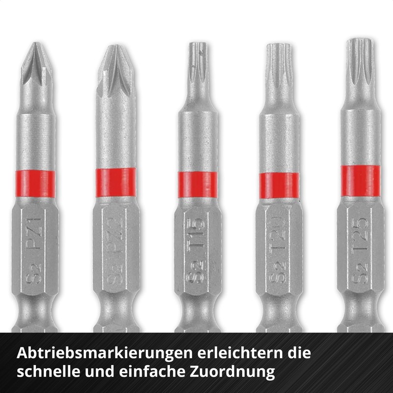 Einhell Bit Set 10 Pieces (50 mm Bits PH/PZ/T/H, Sandblasted