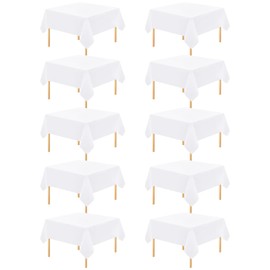 fani 10 Pack Square Tablecloth 52 x 52 Inch, White Tablecloth for Square Table, Stain and Wrinkle Resistant Washable Polyester Table Cloth, Decorative Fabric Table Cover for Wedding Buffet Parties