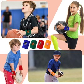 16pcs Kids Wristbands Sports Sweat Bands Wristband, Sports Wristband for Kids Elastic Cotton Wristband, Wristbands Kids Sports Kid Sweat Bands for Birthday, Basketball Football（4 Color）