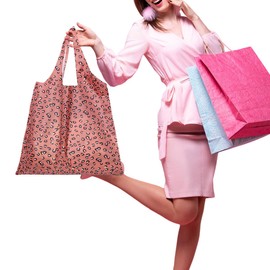 FAVORTALK Shopping Bags Foldable - Reusable Foldable In a Pouch Multi Purpose Tote Bag Use for Market Takeaway Groceries Reusable Handbags D28510