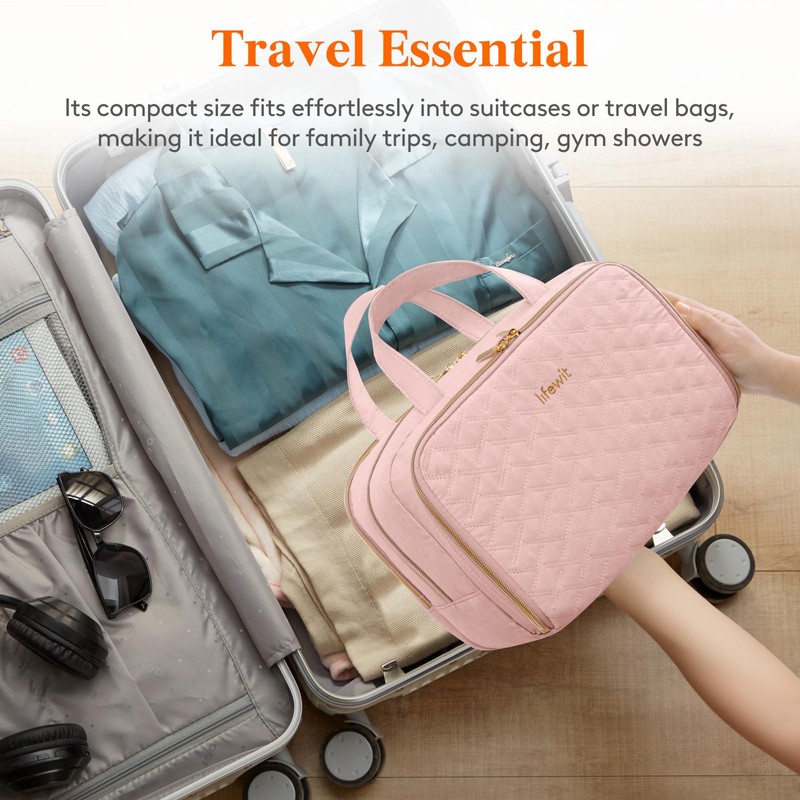 Lifewit Travel Toiletry Bag with Handle, Large Wide-Open Makeup Cosmetic