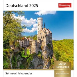 Deutschland Sehnsuchtskalender 2025 - Wochenkalender mit 53 Postkarten: Reise-Kalender mit 53 hochwertigen Postkarten der schönsten Plätze ... 16 x 17,5 cm (Sehnsuchtskalender Harenberg)