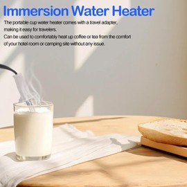 Immersion Water Heater - Portable Water Heater 300W 120/240V -Dual Voltage for Travel/Camping Immersion Water Heater Electric Fit for Cup Immersion Heater