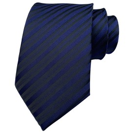 Secdtie - Corbata clásica para hombre, diseño de jacquard de seda, con lazo de seda formal, Azul marino, Talla única