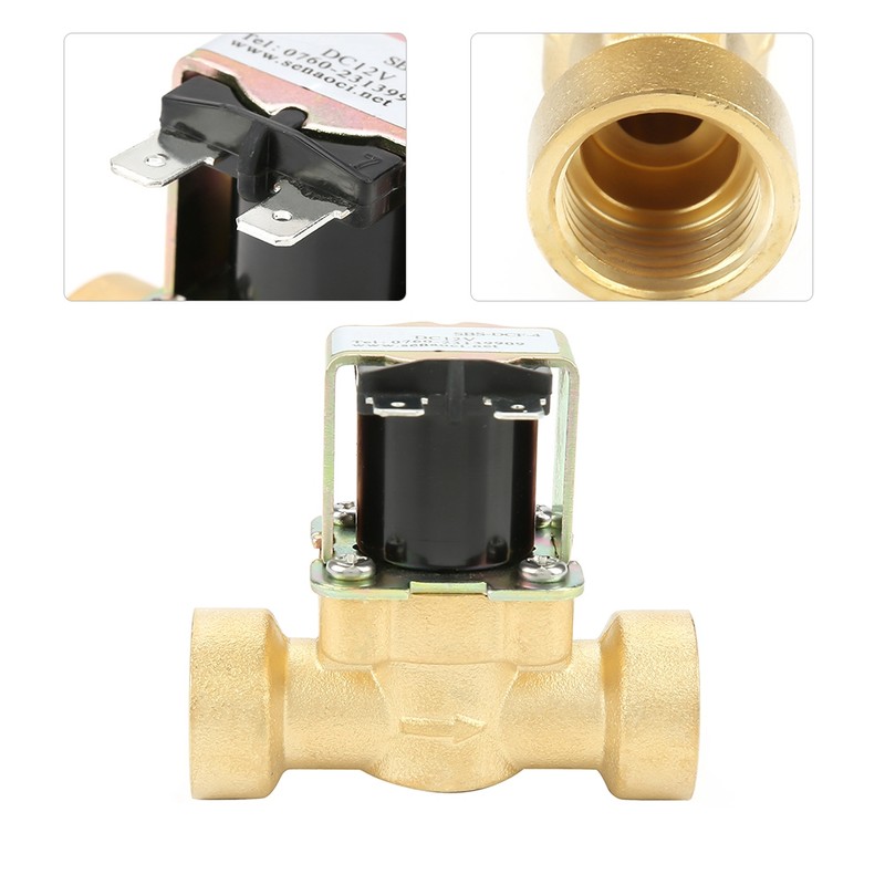 DC 12V Brass DN15 G1/2 Normal Closed Copper Body Water