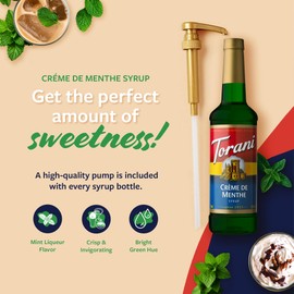 Torani Coffee Syrup, Crème de Menthe Flavored Syrup for Drinks, Pump Included, 25.4 Fl Oz