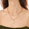 VANGETIMI Gold Initial Letter I Pendant Necklace Stainless Steel Square