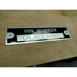 N\A ENGRAVED HULL HIN NUMBER PLATE DATA IDENTIFICATION ID TAG BOAT