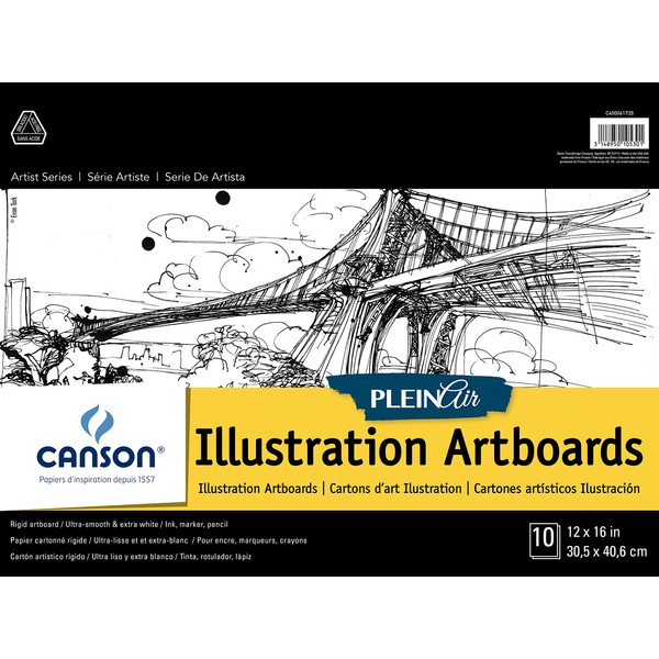 Canson Artist Series Plein Air Illustration Paper, Fold Over Art Board, 12x16 inches, 10 Sheets - Artist Paper for Adults and Students - Colored Pencil, Marker, Ink, Pen