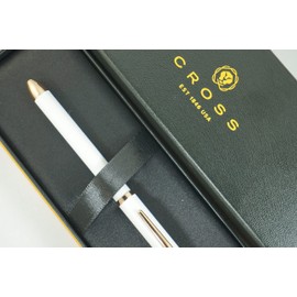 A.T. Cross Limited Edition Tech3+ Pearlescent Stormy White and 23KT Gold Appointments Multi-function Pen - 0.5 MM Lead Size Pencil, Black Ink Refill, and Red Ink Refill in One Pen.
