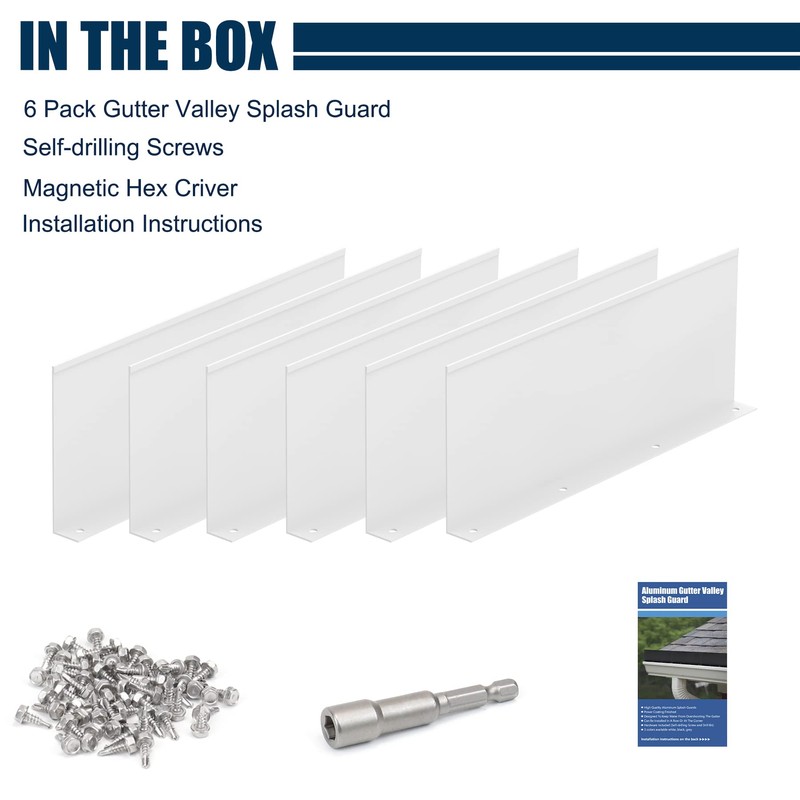 Pearwow Gutter Valley Splash Guard,Aluminum Rain Diverter Roofing Gutter Splash