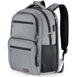 BIKROD Men's School Backpack Boys 15.6 Inch Laptop Bag Teenager with USB Charging Port, gray, Rucksack
