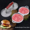 Non-Stick Double Burger Press Mould Aluminum Alloy with Wooden Handle