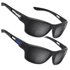 Missfive Premium Bifocal Reading Sunglasses Men Lightweight Wrap Around Design Sun Readers, UV Protection, Sports/Outdoor/Driving, 2.0x