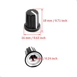 10Pcs 6mm D Type Potentiometer Control Knobs, Plastic Volume Audio Mixer Bass Tone Rotary Knob, for Encoder Electric Guitar Speaker Board DJ Controller Console Control Knob Replacement,Black,16 x 18mm