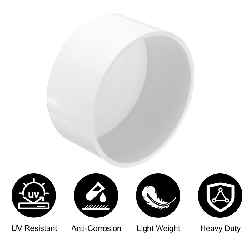 sourcing map PVC Pipe End Cap Fitting 4 Inch Plug