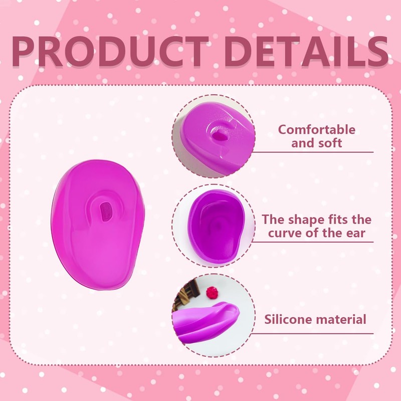 3 Pairs 5x7.5CM/2x2.95 Inch Reusable Hairdressing Silicone Ear Covers Hair