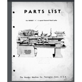 Hendey 14 " 12 Speed, Geared Head Lathe Parts Manual Comb Bound Gloss Covers