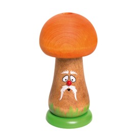 Kuhnert Woodturning Smoke Figure / Smoking Figure - Smoke Mushroom with Hat in Orange - Height: Approx. 12 cm - Made in Germany