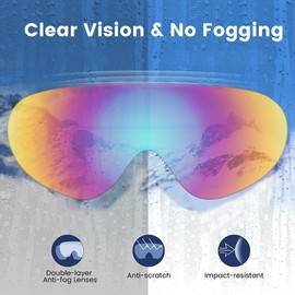 SooGree ATV Motocross Goggles UV Ski Goggles Safety Goggles Over Glasses with Extreme Impact Resistance Motocross Riding Goggles with Adjustable Elastic Headband Windproof Dustproof