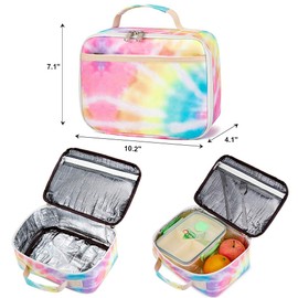 Kids Lunch Box Boys Girls Insulated Lunch Cooler Bag Reusable Lunch Tote Kit for School Travel (094 Tie Dye)