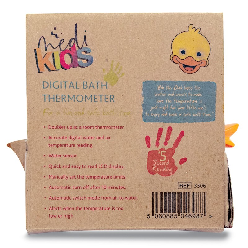 Medikids Duck Bath Thermometer - Waterproof, Color-Coded Display, Quick-Read, Energy
