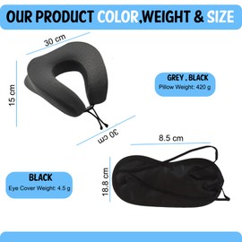 Azmaish Face Down Pillow with Eye Mask, Adjustable Stomach Sleeping Pillow, Soft Neck Pillow Airplane, Memory Foam Travel Pillow, Black Medical Pillow for Bed, Car, Flight, Office