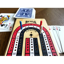 Bicycle 3-Track Color Coded Wooden Cribbage Board Games