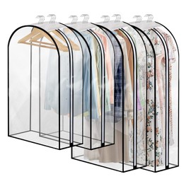Dntorx Pack of 4 Garment Bags, 127 x 60 cm + 100 x 60 cm Garment Bags with 25.5 cm Side Pleats, Fully Transparent Protective Cover with Side Zip, Garment Cover for Suit, Shirt, Dresses, Coat