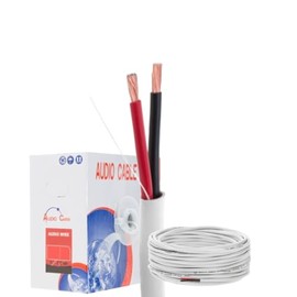 SATMAXIMUM in-Wall Speaker Wire, 14 Gauge 14/2 AWG CL2 Rated, 2 Conductor CCA, White Jacket, Easy Pull Box, Low Voltage, Audio Cable (100FT)