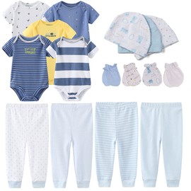 Kiddiezoom - Juego de ropa unisex para bebé, 19 piezas, Azul3, 3-6 Meses