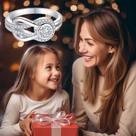 Mother Daughter Ring Jewelry for Women: 925 Sterling Silver Knot Ring Size 5 for Mom & Daughter, Mothers'Day Birthday Christmas Jewelry Gift for Mama Daughter