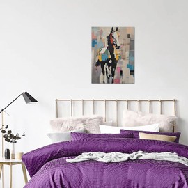 Banksy Street Graffiti Wall Art Modern Abstract Horse Canvas Wall Decor Abstract Running Horse Pop Pictures Painting Print Framed Artwork Decorations for Living Room Bedroom Home Office 12"x16"