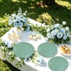30Pcs Green Striped Paper Plates, Scalloped, Minimalist, 9 In