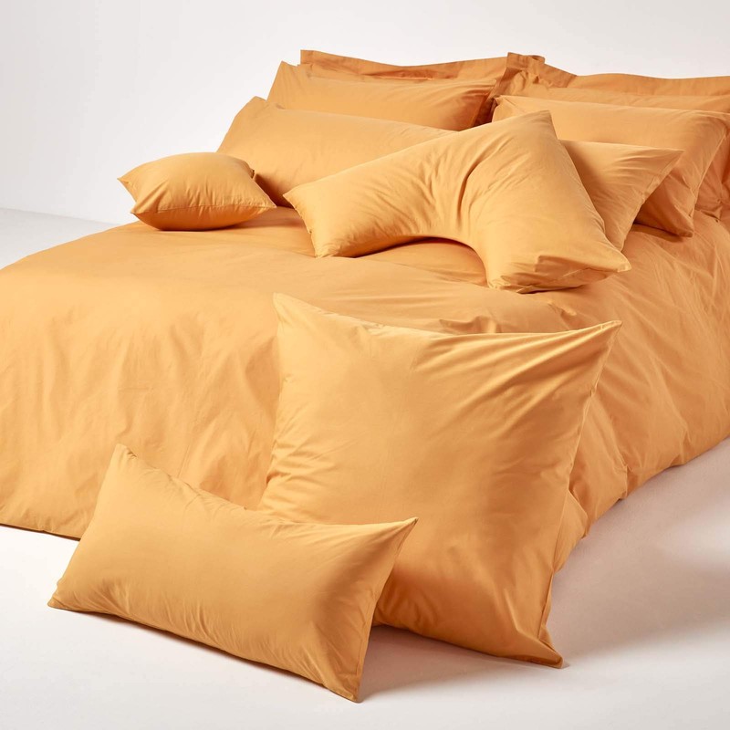 HOMESCAPES Mustard Yellow Pure Egyptian Cotton Oxford Pillowcase Standard Size