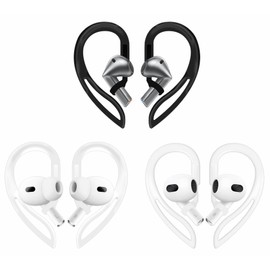 A-Focus Galaxy Buds 3 Pro/Galaxy Buds 3 Adjustable Ear Hooks Anti-Slip Sport Ergonomic Design Accessories Compatible with AirPods 3rd / Pro 2nd Black White Translucent 3 Pairs