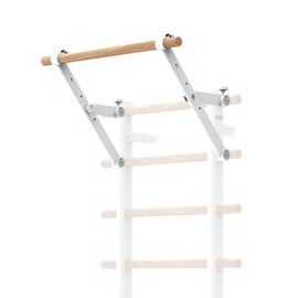DHT Single Bar Bracket, Swedish Ladder Pull Up Bar Exclusive Attachment, for Home, School, Physical Therapy and Gymnastics, White